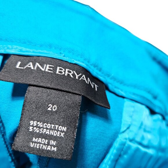 Lane Bryant Womens Size 20 Turquoise Cotton Blend Trousers With Button Closure - Picture 5 of 7